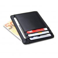 Flintronic mini kožená peňaženka s RFID ochranou - Čierna