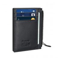 Flintronic mini kožená peňaženka s RFID ochranou - Čierna so zipsom