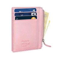 Flintronic mini kožená peňaženka s RFID ochranou - Ružová so zipsom