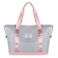Cestovná veľkokapacitná športová taška - Sivo ružová