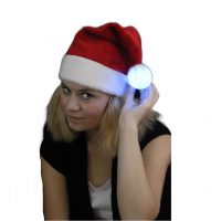 Santova plyšová čiapka s LED svietiacou bambulou