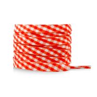 Široké šnúrky s kockovanou potlačou, jeden pár - Oranžové, 120 cm