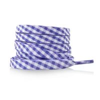 Široké šnúrky s kockovanou potlačou, jeden pár - Fialové, 120 cm