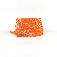 Široké šnúrky s leopardím potlačou, jeden pár - Oranžové, 120 cm