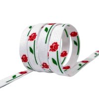 Široké šnúrky s potlačou ruže, jeden pár - Biele, 120 cm