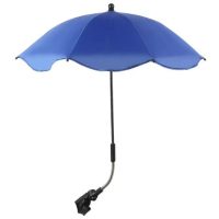 Nastaviteľný dáždnik s UV ochranou a upevnením na kočík - Tmavo modrý