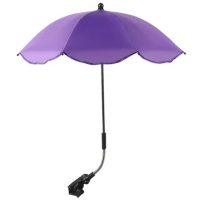 Nastaviteľný dáždnik s UV ochranou a upevnením na kočík - Fialový