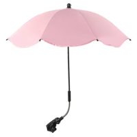 Nastaviteľný dáždnik s UV ochranou a upevnením na kočík - Svetlo ružový