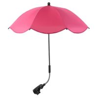 Nastaviteľný dáždnik s UV ochranou a upevnením na kočík - Tmavo ružový