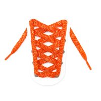 Široké šnúrky s kvetinovou potlačou, jeden pár - Oranžovo červené, 120 cm