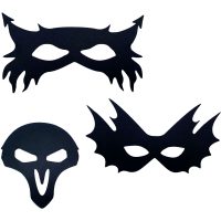 Filcové masky na Halloween - Čierne, 3 ks