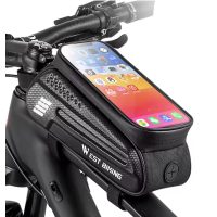 Vodotesná taška na rám s kapsou na mobil - čierna, 1,5 litra