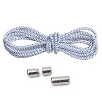 Elastické šnúrky do topánok, jeden pár - Bielo čierne, 100 cm