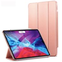 PU kryt pre Apple iPad Pro 12.9 (2020) + slot pre Apple Pencil - Rúžová zlato