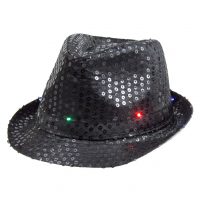 Blikajúci flitrový klobúk - Čierny