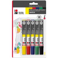 Farebné popisovače na textil - 5 ks, hrot 2-4 mm