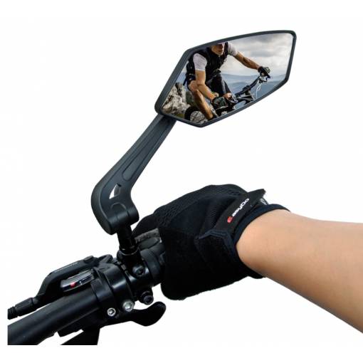 Foto - Nastaviteľné spätné zrkadlo na bicykel, e-kolobežku - Čierne, ľavé