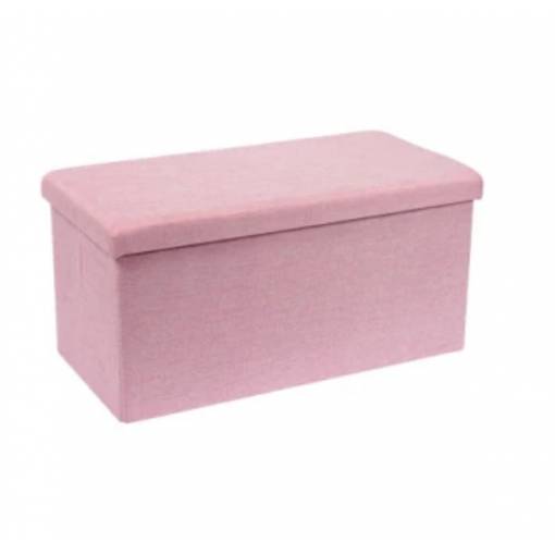 Foto - Skladací sedací taburet s úložným priestorom - Ružový