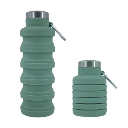 Foto - Skládací silikonová láhev 550 ml - Zelená