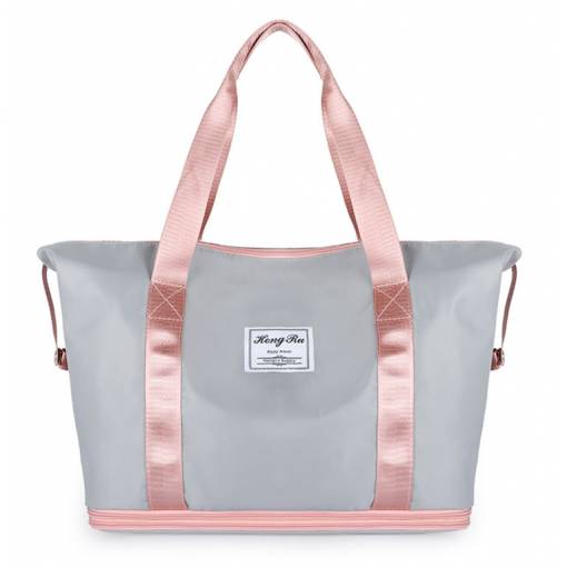 Foto - Cestovná veľkokapacitná športová taška - Sivo ružová