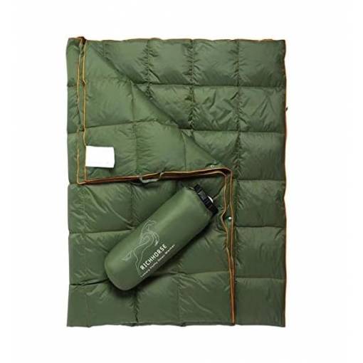 Foto - Outdoorová ultraľahká páperová deka - Zelená, 192 x 132 cm