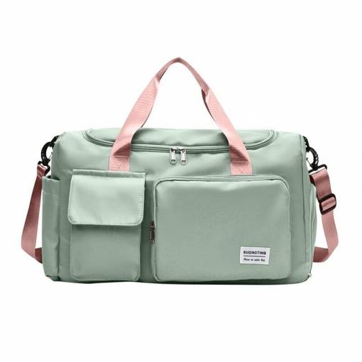 Foto - Veľkokapacitná cestovná Gym športová taška - Zeleno ružová