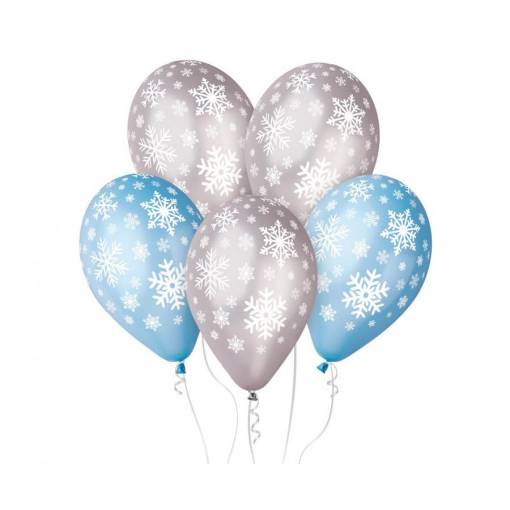 Foto - Prémiové balóniky 12" - Snehové vločky, 5 kusov