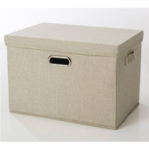 Foto - Skladací úložný box s vekom, veľkosť L - Béžový