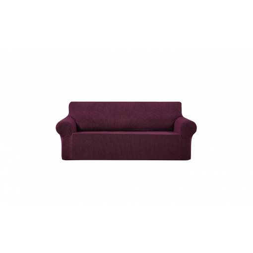 Foto - Univerzálny napínací poťah na pohovku - Tmavočervený Fleece, dvojmiestna sedačka