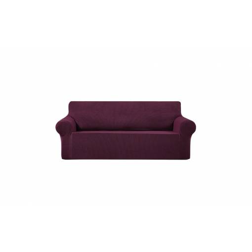 Foto - Univerzálny napínací poťah na pohovku - Tmavočervený Fleece, trojmiestna sedačka