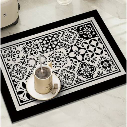 Foto - Absorpčná podložka 40 x 60 cm - Čierne retro dlaždice
