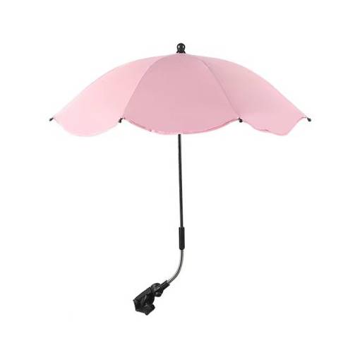 Foto - Nastaviteľný dáždnik s UV ochranou a upevnením na kočík - Svetlo ružový