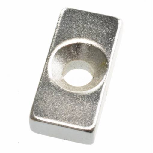 Foto - Silný neodymový kvádrový magnet s otvorom - 20 x 10 x 5 mm