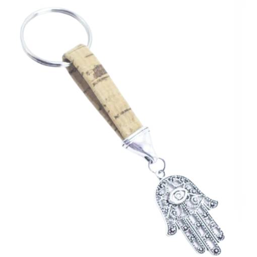 Foto - Korkový prívesok na kľúče Ruka Fátimy - Natural