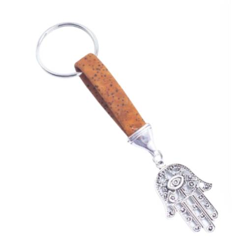 Foto - Korkový prívesok na kľúče Ruka Fátimy - Oranžová