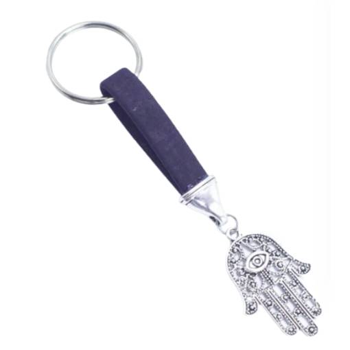 Foto - Korkový prívesok na kľúče, Ruka Fátimy - čierny