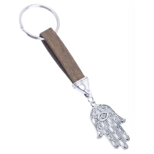 Foto - Korkový prívesok na kľúče Ruka Fátimy - Hnedý