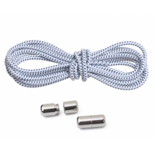 Foto - Elastické šnúrky do topánok, jeden pár - Bielo čierne, 100 cm