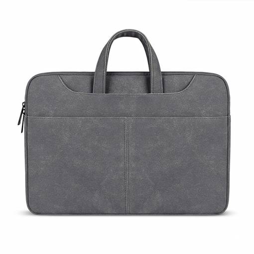 Foto - Taška na MacBook / notebook 13.3" z umelej kože - Tmavo šedá