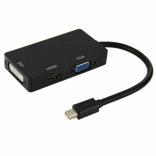 Foto - Redukcia/hub Mini displayPort na HDMI, VGA a DVI - Čierna