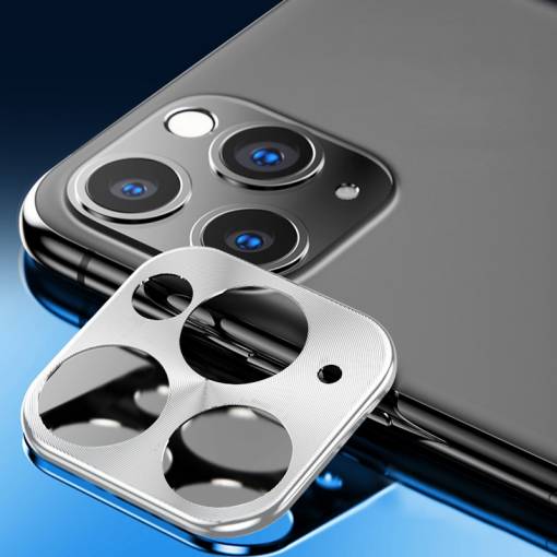 Foto - Kovový rámček na zadný kameru iPhone 11 Pro/ 11 Pro Max - Strieborná