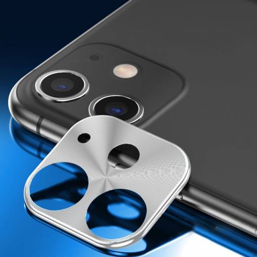 Foto - Kovový rámček na zadní kameru iPhone 11 - Strieborná
