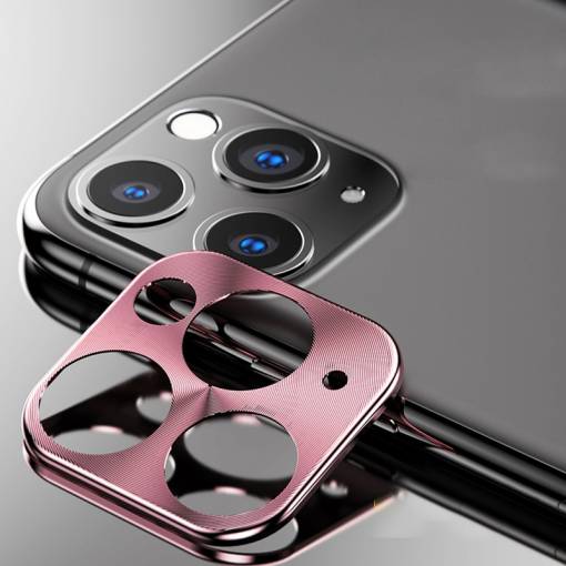 Foto - Kovový rámček na zadní kameru iPhone 11 Pro/ 11 Pro Max - Ružová