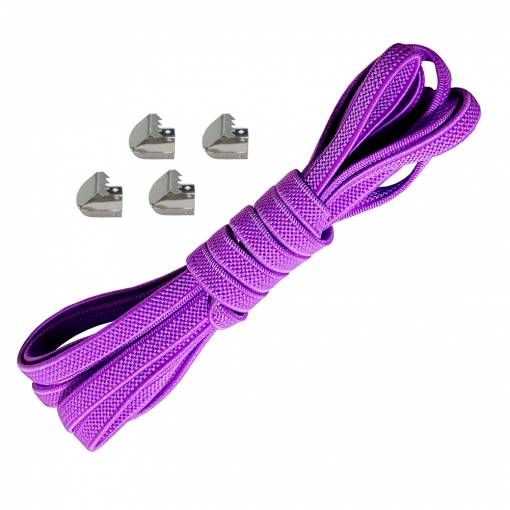 Foto - Elastické šnúrky do topánok široké, jeden pár - Typ A - Fialové, 100 cm