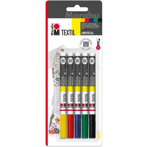 Foto - Farebné popisovače na textil - 5 ks, hrot 1-2mm