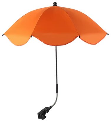 Nastaviteľný dáždnik s UV ochranou a upevnením na kočík - Oranžový
